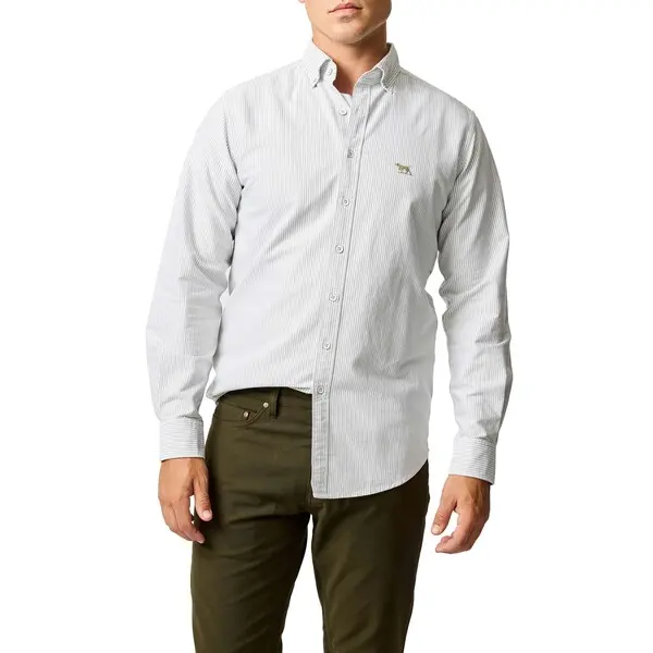 Long-Sleeve Button-Down with Micro-Stripe