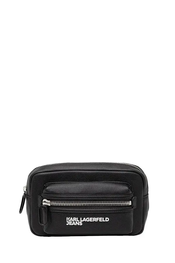 Logo Front-Zip Leather Belt Bag