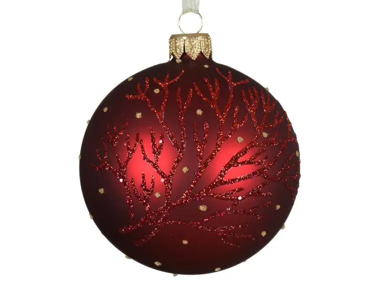 Bauble glass matt 2 tone branch