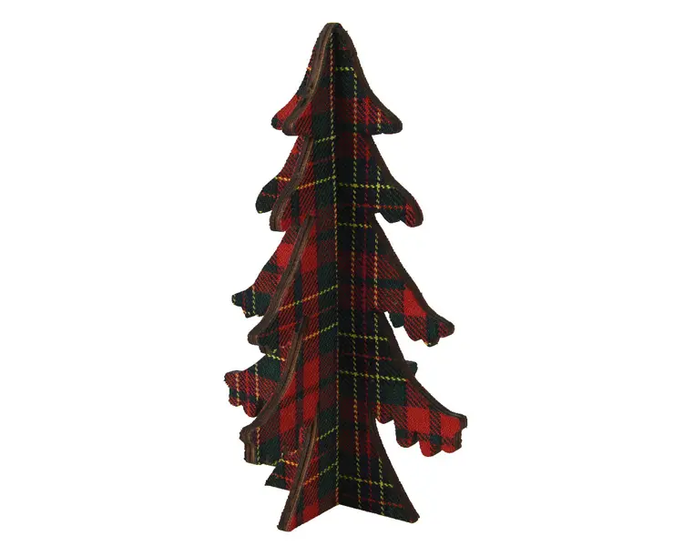 Tree plywood red
check polyester fabric Image