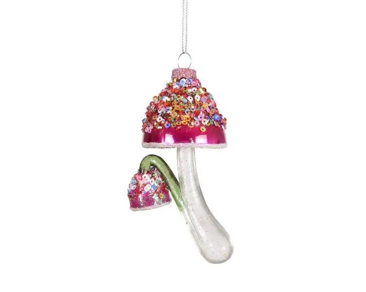 Mushroom glass w
spangles and beads