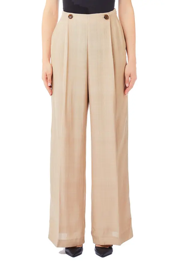 Wide Leg Trousers with 2 Buttons