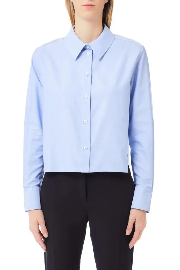 Poplin shirt with rhinestones