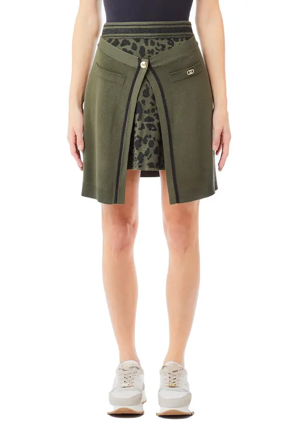 Asymmetrical Knit Mini Skirt