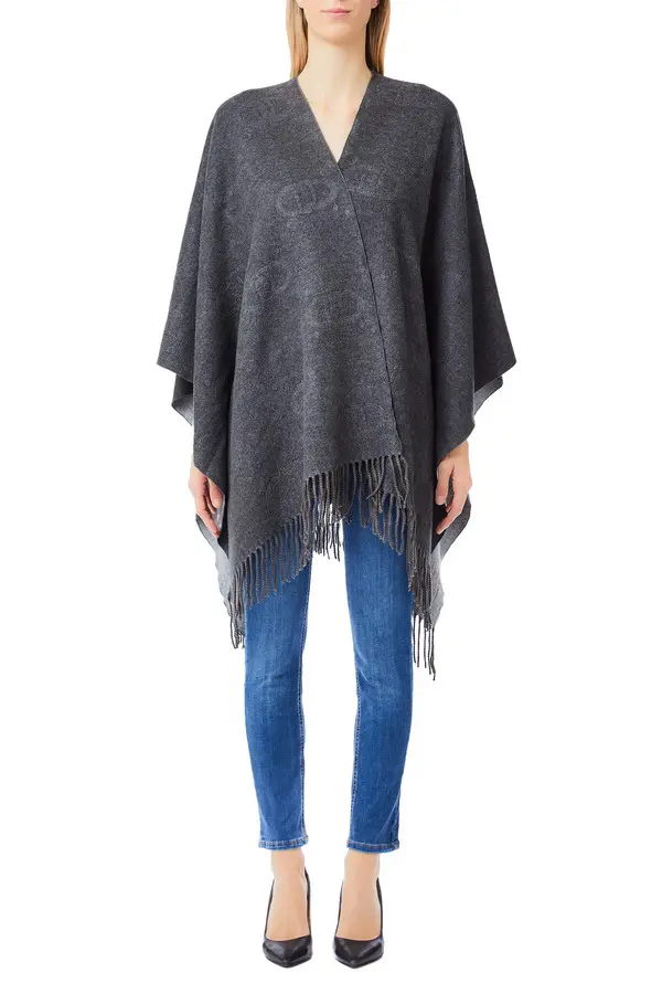 Poncho with Logo and Fringes Image