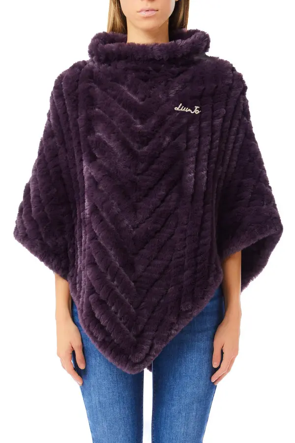 Faux Fur Chevron Poncho Image
