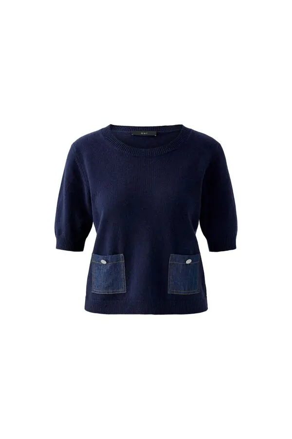 Woool-blend Jumper with Denim Pockets