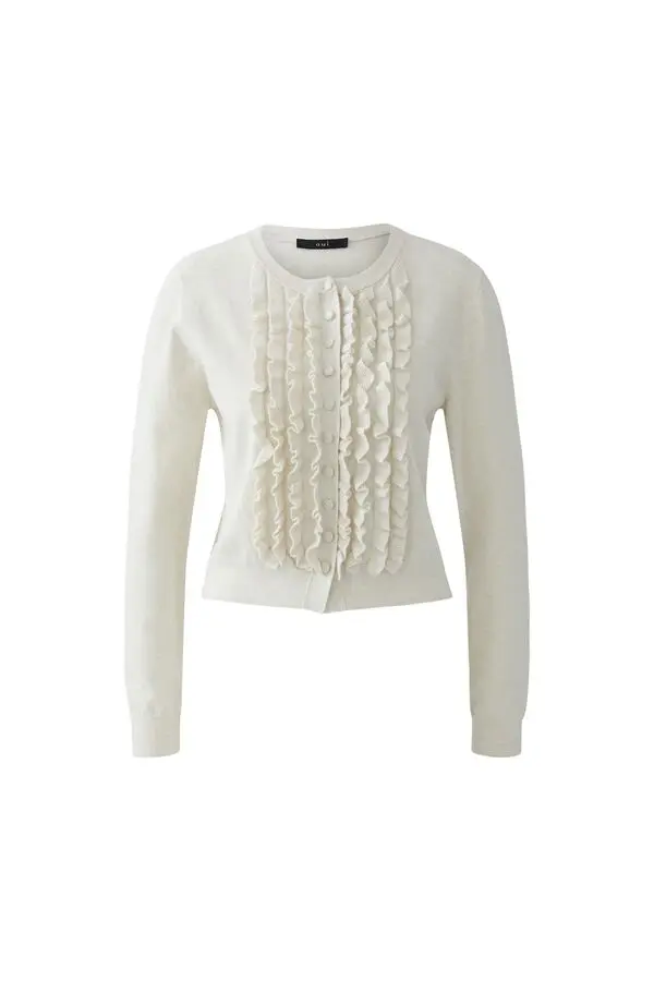 Knitted Cardigan with Feminine Ruffles