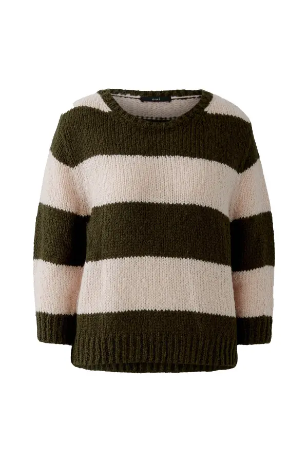 Striped Crew Neck Wool & Mohair Sweater