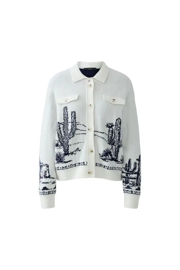 Cardigan with Cactus Scene Print