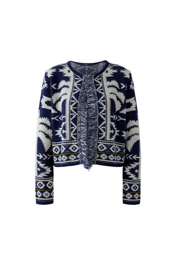 Elaborately Crafted Cardigan with Fringes