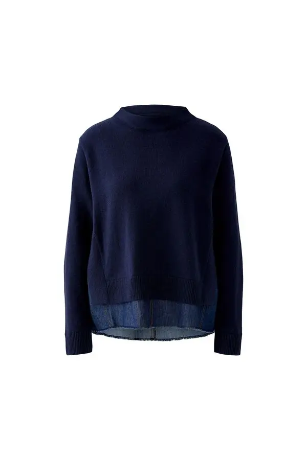 Pullover with Attached Denim Underlayer