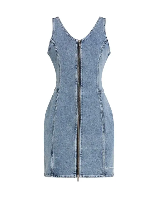 Sleeveless Zip-Front Denim Dress