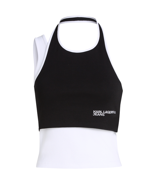 Asymmetric Layered Halter Crop Top