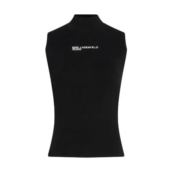 Ribbed Sleeveless Mock Neck Top