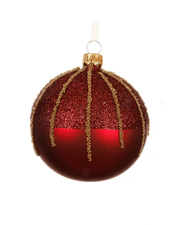 Bauble glass matt ballotine top w lines
red 