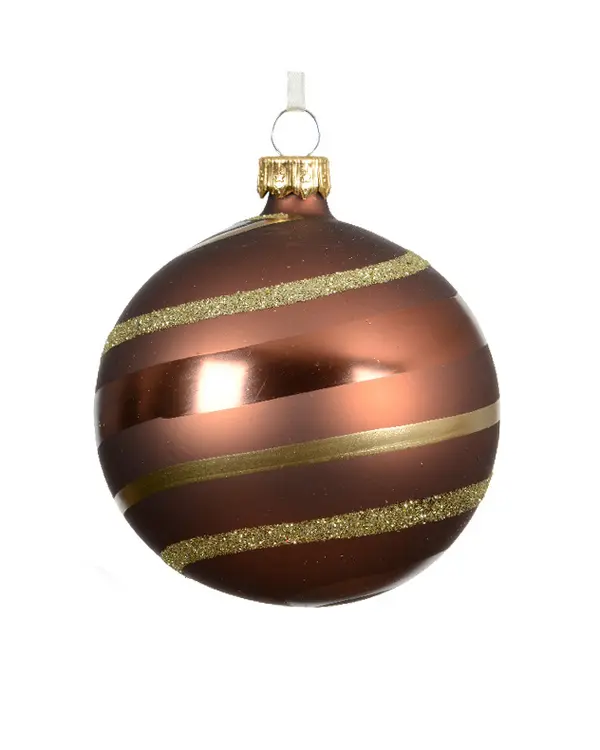 Bauble glass shiny shiny and glitter lines brown