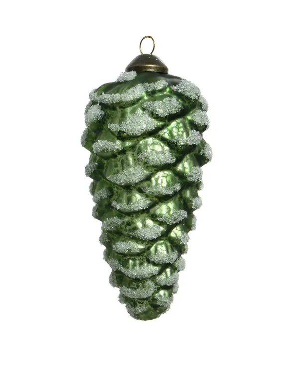 Pinecone glass antique frosted green