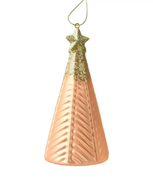 Tree glass w star on top, w gold glitter dark champagne Image