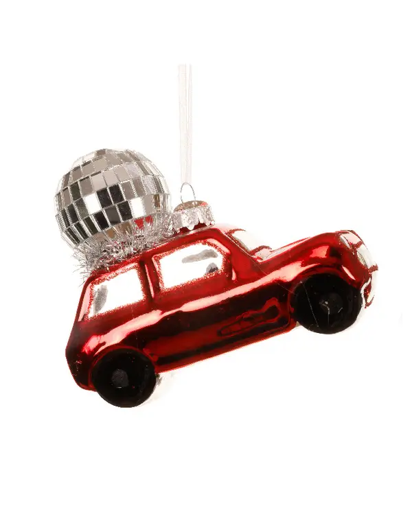 Car glass shiny - enamel w disco bauble on top RED