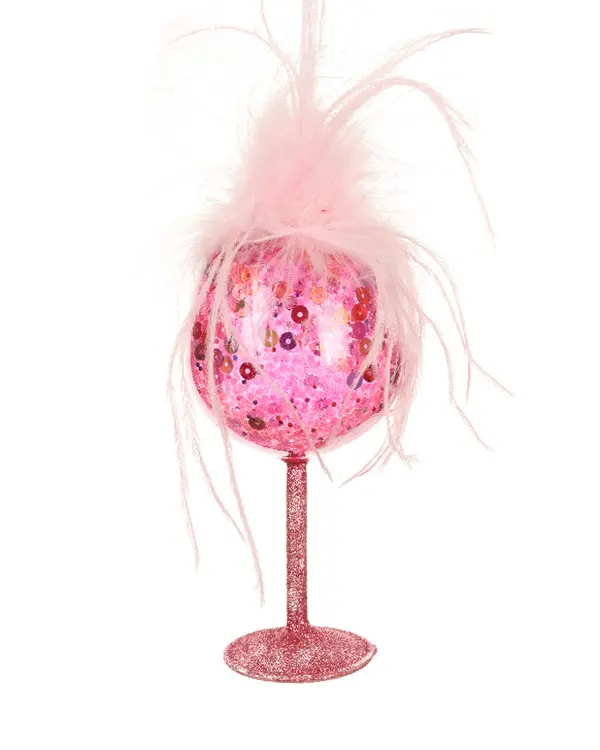 Cocktail glass w colorful spangles
inside LIGHT PINK