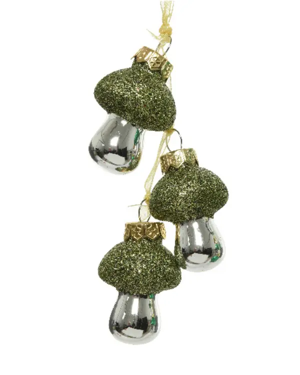 Mushroom glass with
glitter OLIVE