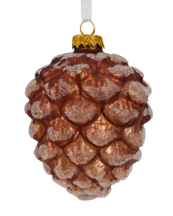 Pinecone glass silver inside ballotine, small clear beads BROWN