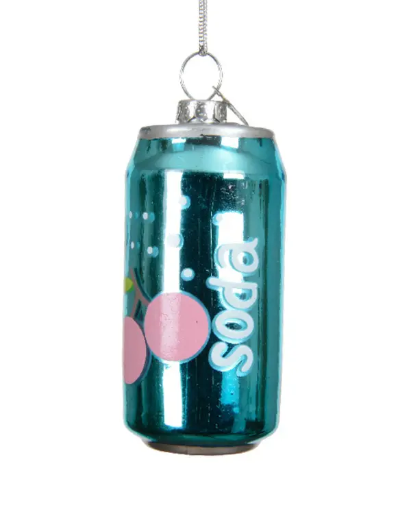 Can glass w print soda TURQUOISE