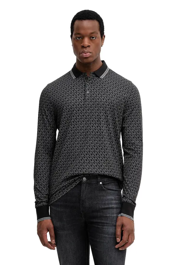 Monogram Long Sleeve Polo Shirt