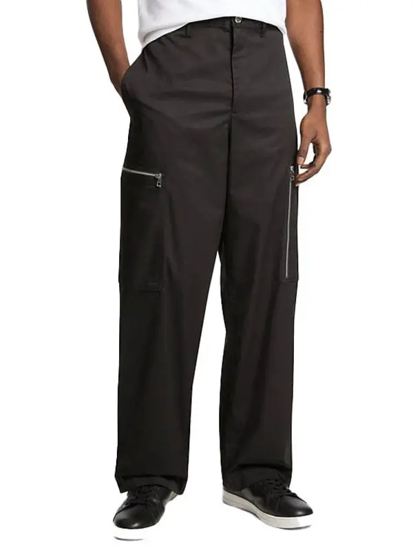 Wide-Leg Woven Zip Cargo Pants