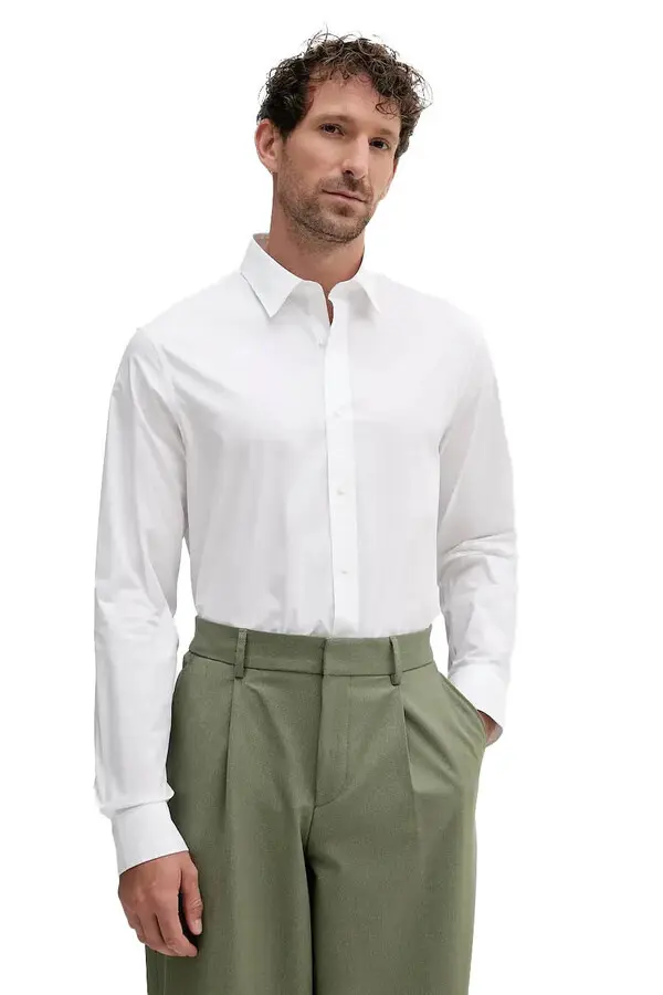 Essential Cotton Blend Long Sleeve Dress Shirt