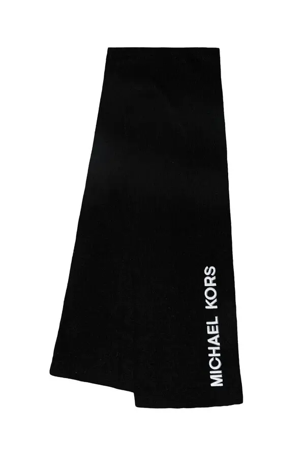 Knit Scarf with Vertical Logo Embroidery