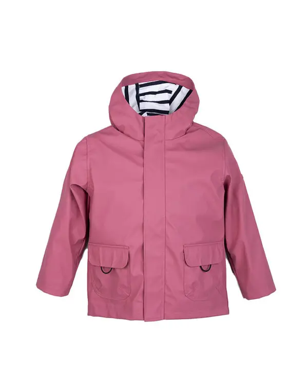 Hooded Raincoat with Striped Lining