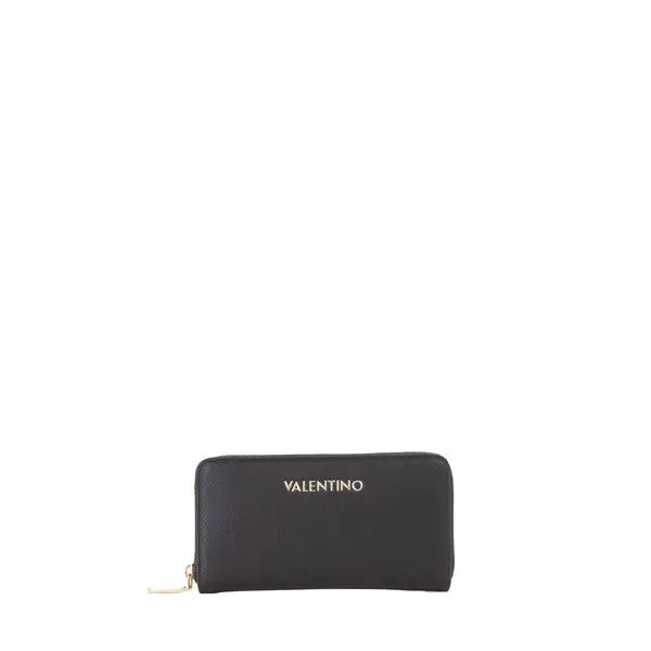 Leather Zip Around Wallet with Front Logo