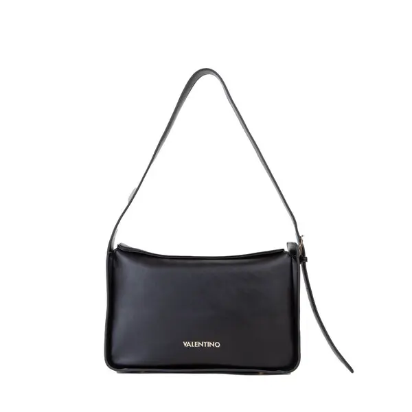 Leather Shoulder Bag with Gold Valentino Logo