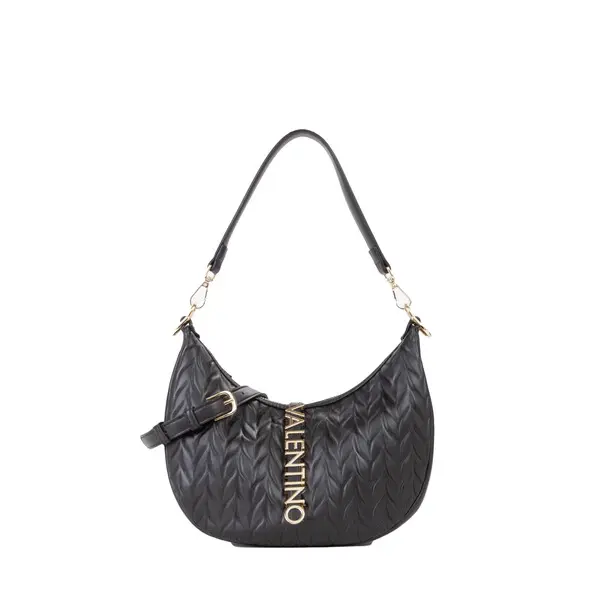 Quilted Crescent Shoulder Bag with Logo Charm