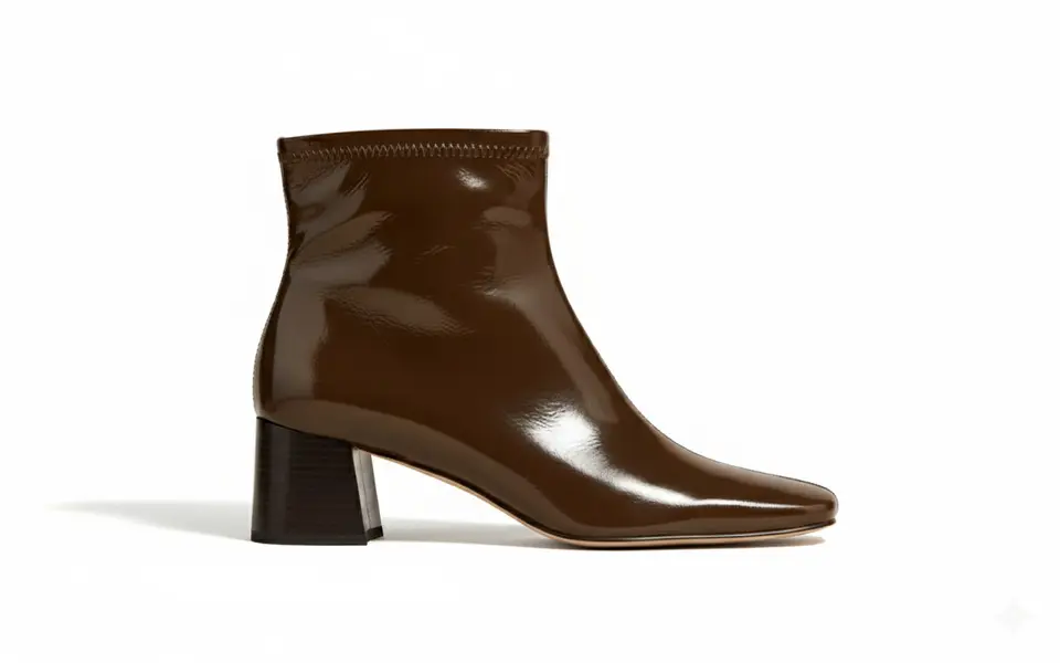 Patent Leather Square Toe Ankle Booties