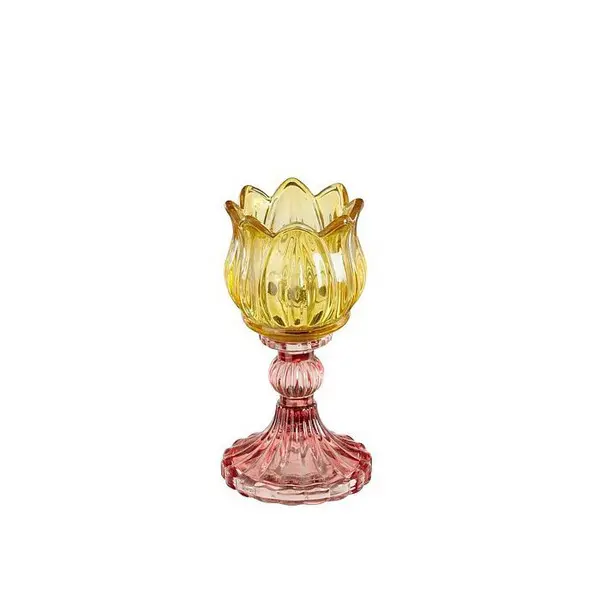 Two-Tone Glass Tulip Tealight Stand - small