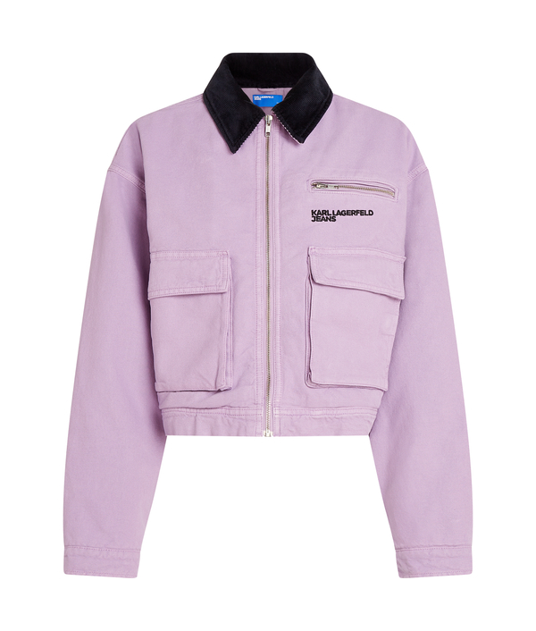 Zip-Up Jacket with Contrast Collar