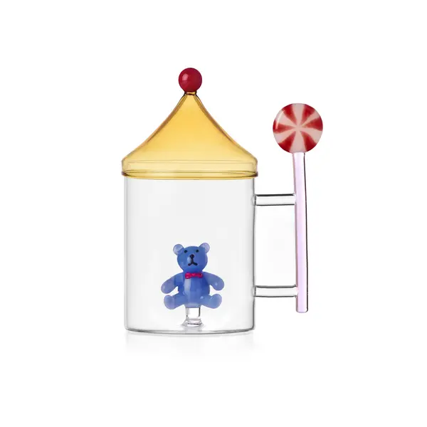 Mug With Lid Light Blue Teddy
