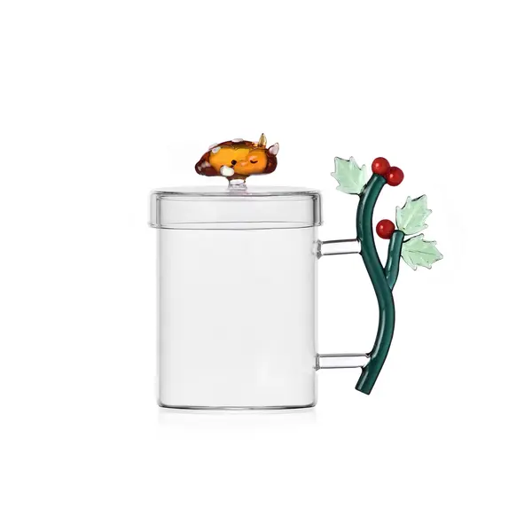 Mug W/Lid Holly & Lying Fawn