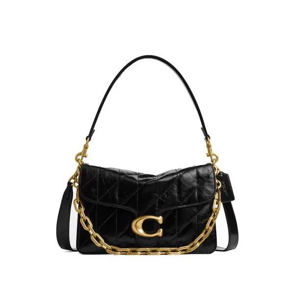 Chain Tabby Leather Shoulder Bag With Quilting