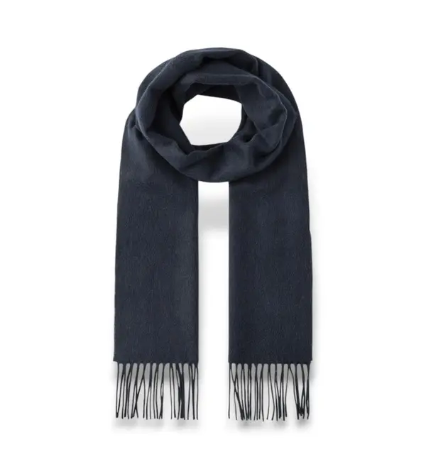 Solid Patch Cashemere Scarf with Fringes