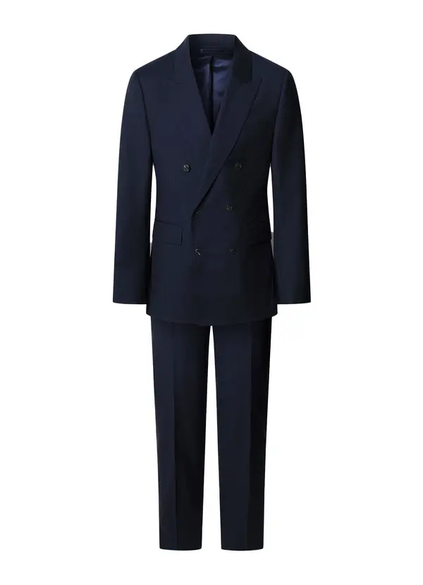 Wool Herringbone Double Breasted Suit