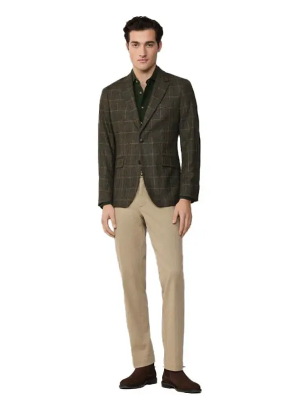 Wool-Cashmere Blend Tattersall Blazer Image
