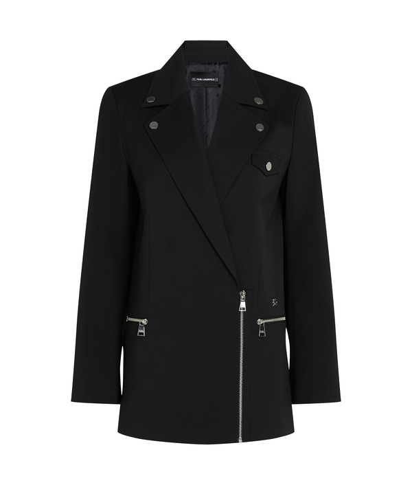 Biker-Style Blazer with Asymmetrical Zipper