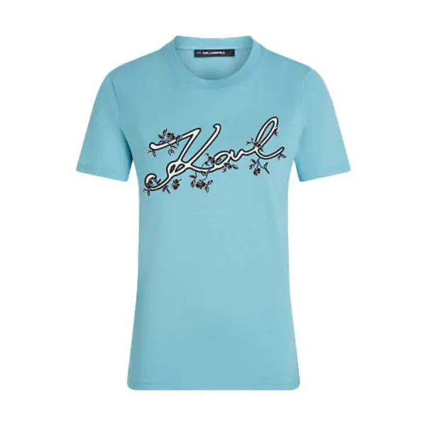 Graphic T-Shirt with Floral Script Logo