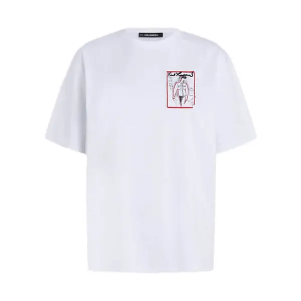 Oversized T-shirt with Small Red-Framed Design