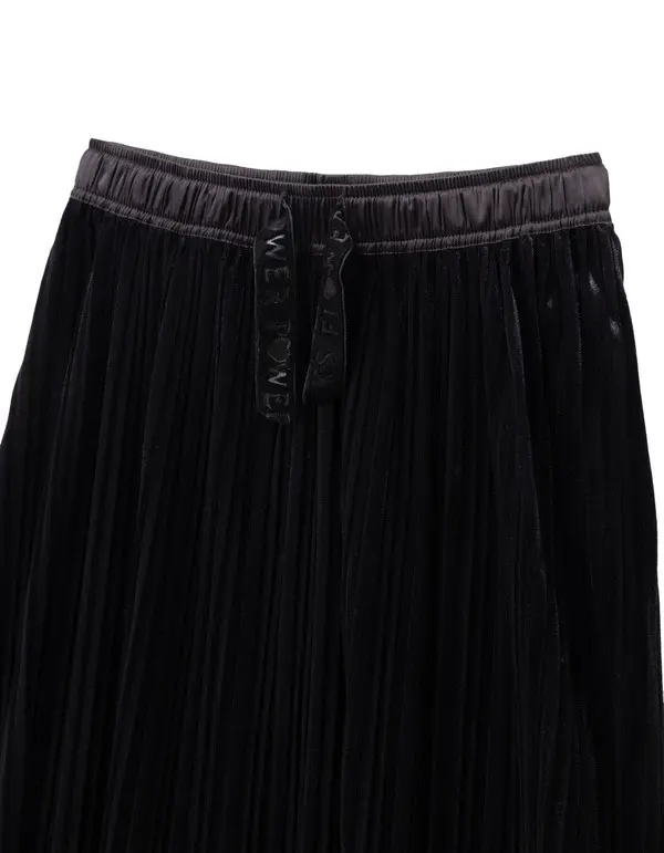 Panne Velvet Pleated Long Skirt