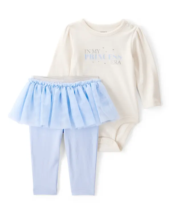 Baby Princess Era Bodysuit & Tutu Pant Set - Blue/White
